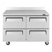 Turbo Air TWR-48SD-D4-N 48 1/4" Super Deluxe Worktop Refrigerator w/ (2) Sections, 4 Drawers - Donut-Equipment.com