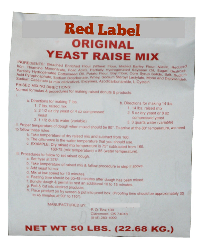 Red Label Raised Donut Mix Free Sample- 5 pounds Free you only pay for shipping & handling - Donut-Equipment.com