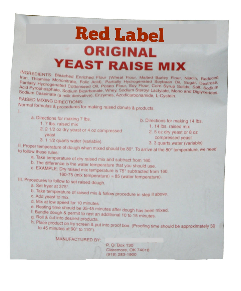 Rapid Rise Red Label Raised Donut Mix- 35# Box- For orders under 200 ...