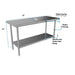 BK Resources 60" x 24" 18 Gauge Stainless Steel Work Table with Galvanized Undershelf – Prep Table - Donut-Equipment.com