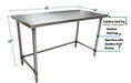 BK Resources 60" x 24" 18 Gauge Stainless Steel Work Table with Open Base – Prep Table - Donut-Equipment.com