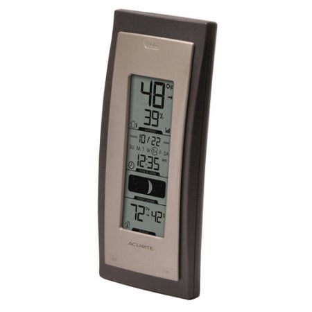 AcuRite- Thermometer and Humidity Monitor with Intelli-Time Clock Cale —