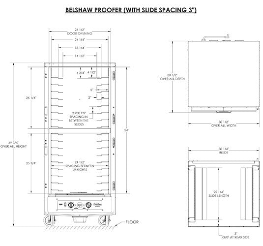 Belshaw CP2 208-240 Volts, 50-60 hz, 1-phase 17-shelf cabinet proofer with 'Dutch' Doors