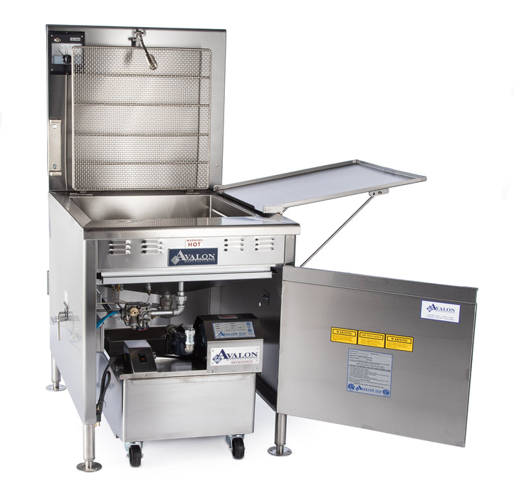 Avalon ADF26-G (18" x 26") Donut Fryer, Natural Gas, Standing Pilot, No Power, left Side Drain Board