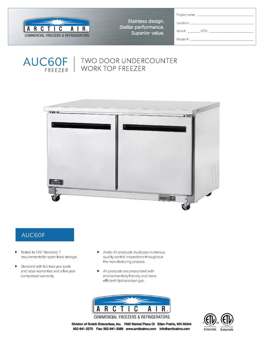 Arctic Air AUC60F 60" Undercounter Freezer